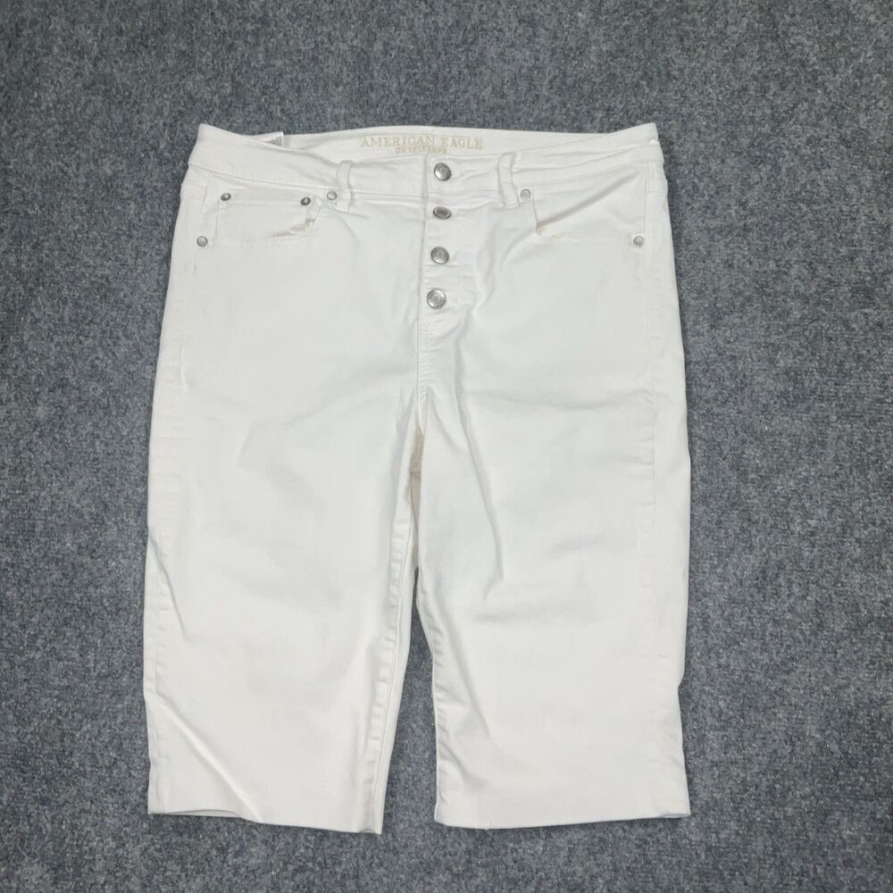 American Eagle Jeans Womens Size 14 White Denim Bermuda Capri